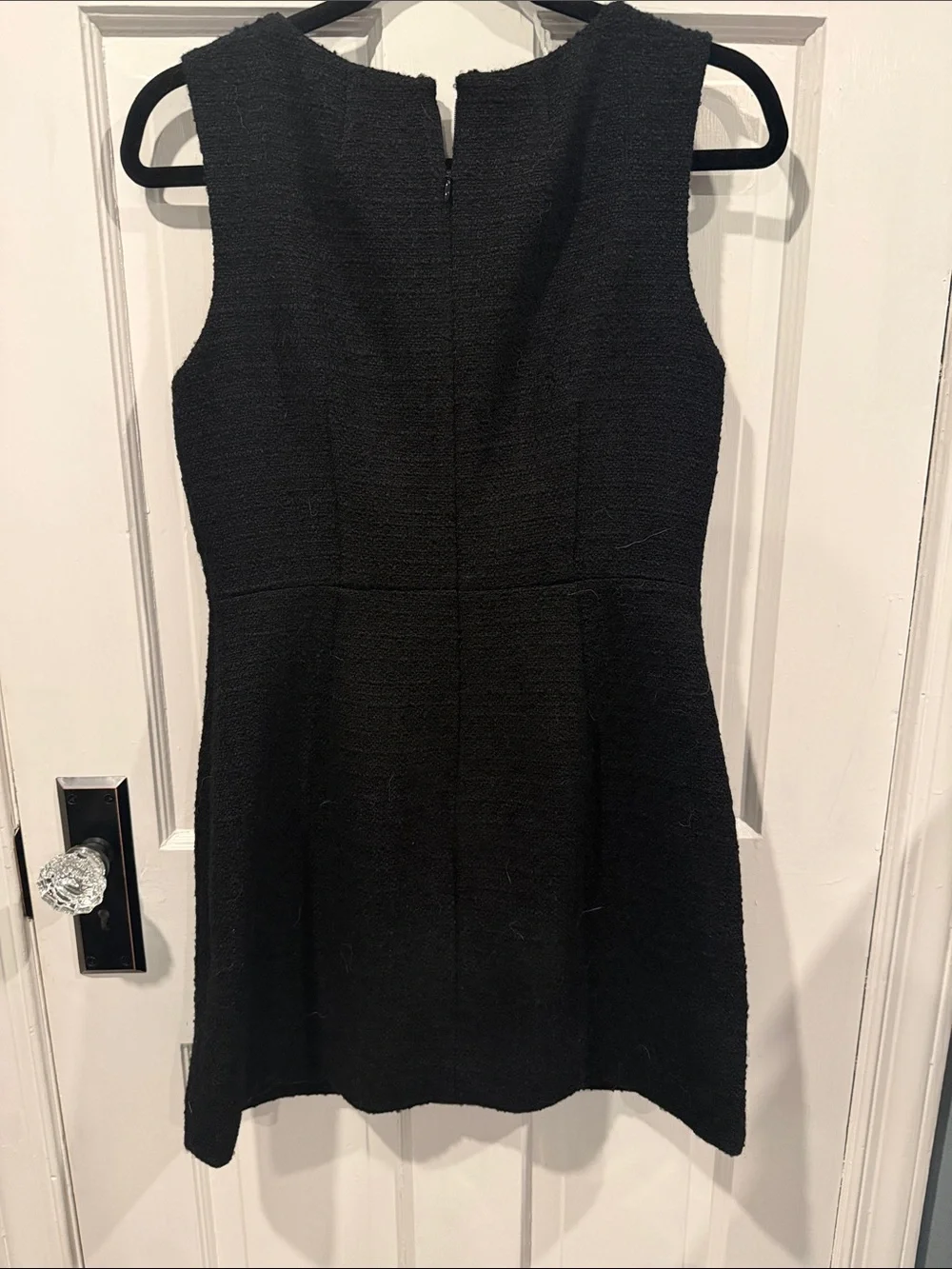 J. Crew Black Tweed Sleeveless Button-Front Mini Dress